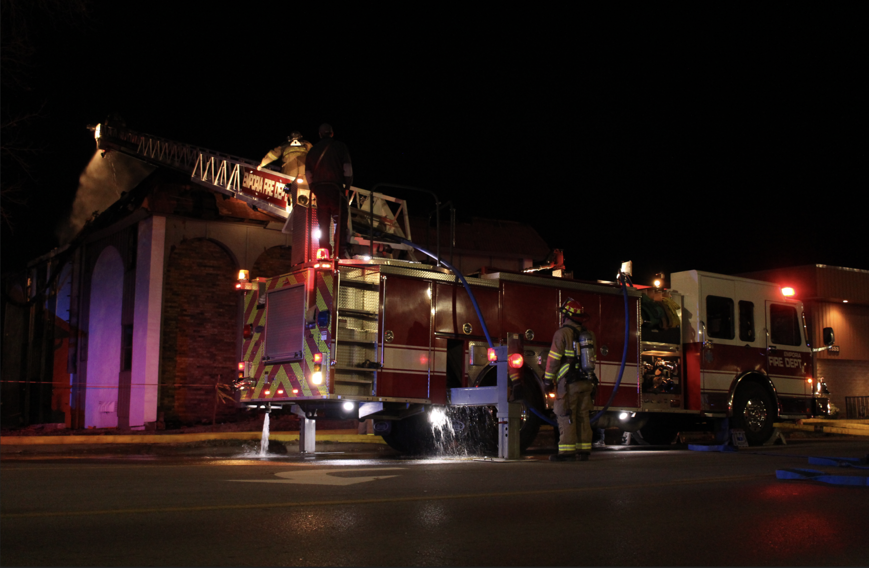 Firefighters return to rekindled fire by ESU campus